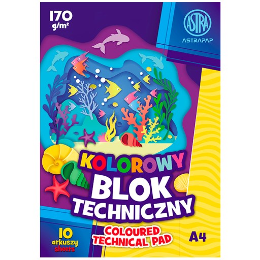 ASTRA farebný technický blok, 10 listov A4