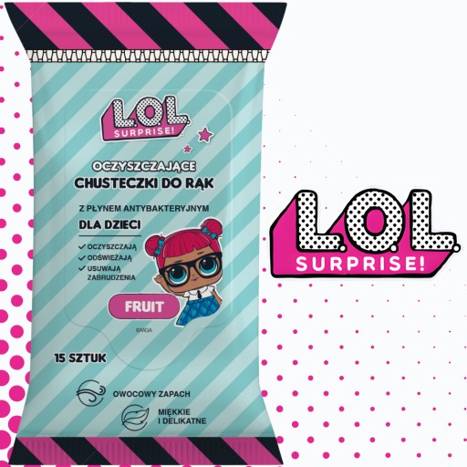 Lol Surprise Antibakteriálne obrúsky na dezinfekciu ovocia 15 ks.