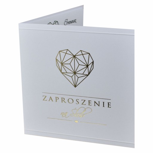 Svadobné oznámenia, pozlátené geometrické srdce