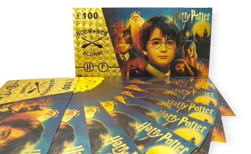 Harry Potter 100 librová krásna pozlátená bankovka
