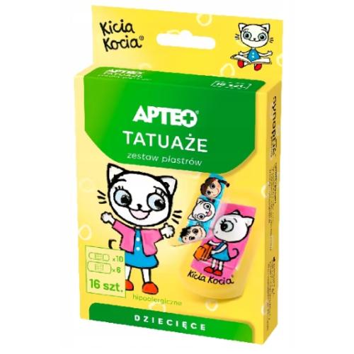 APTEO ZÁPLATY PRE DETI, TETOVANIE MAČKY, 16 KUSOV