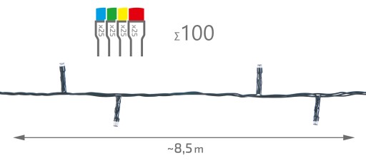 SVETLÁ NA VIANOČNÝ STROMČEK 10M 100LED RGB MULTICOLOR