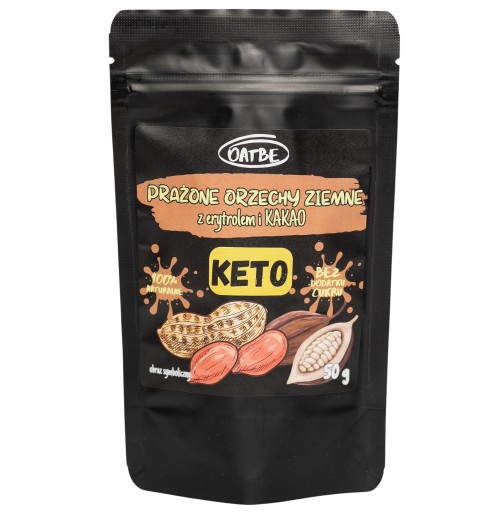 OATBE KETO Pražené arašidy s erytritolom a kakaom | Bez pridaného cukru |