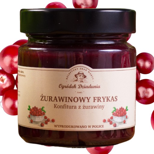 BRUSNICOVÝ DŽEM Z BRUSNICE S CUKROM 240g Ogródek Dziadunia