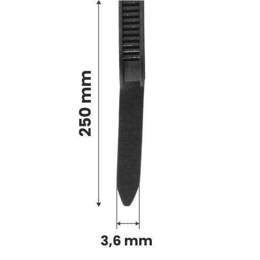100x sťahovacie pásky Káblové pásky Zipsy 3,6 x 250 mm Silné UV sťahovacie pásky