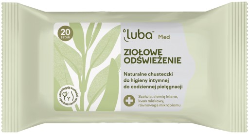Luba Med Bylinné utierky na intímnu hygienu 20 KS ŠALVIOVÁ KYSELINA MLIEČNA