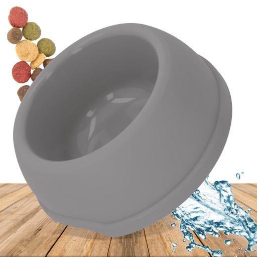 Plastová miska pre psov L, 1,3L, šedá, priem 24,5 cm,