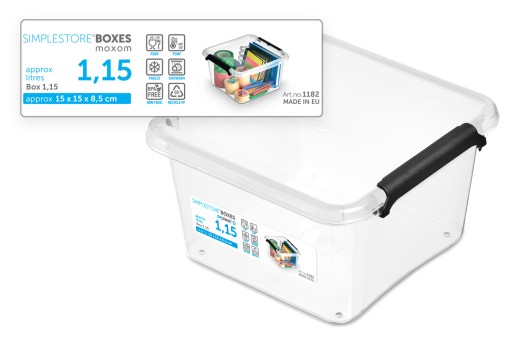 Sada priehľadných plastových nádob s vekom 1,15 l boxov