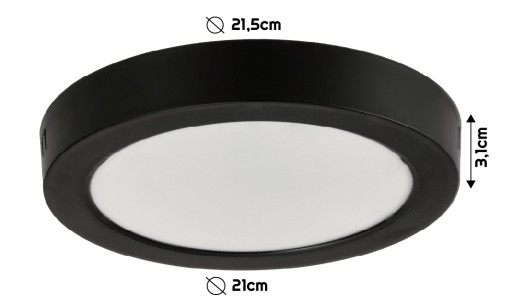 LED stropné svietidlo prisadené na povrch 18W 1980lm 4000K neutrálne čierne okrúhle