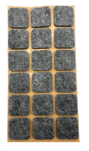 Samolepiace plstené podložky pod štvorcový nábytok – ŠEDÁ 25x25mm
