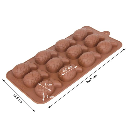 SILIKÓNOVÁ FORMA NA ĽADOVÉ ČOKOLÁDY ŽELÉ PRALINKY CUKROBKY VOSK ANANÁS