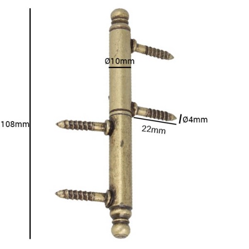 RETRO zapichovací nábytkový pánt fi10x108mm hnedý