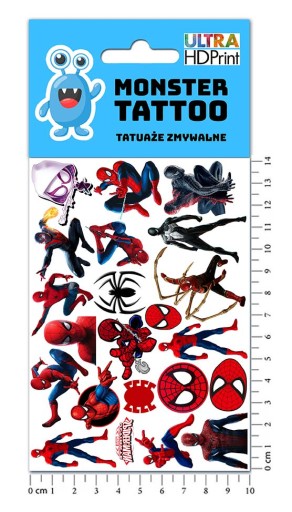 UMÝVAJÚCE DOČASNÉ TETOVANIE PRE DETI DETSKÝ SPIDERMAN ORIGINÁLNE DIZAJNY