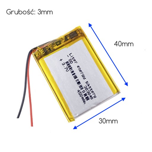 Batéria Li-Poly 450mAh 3,7V batéria GPS
