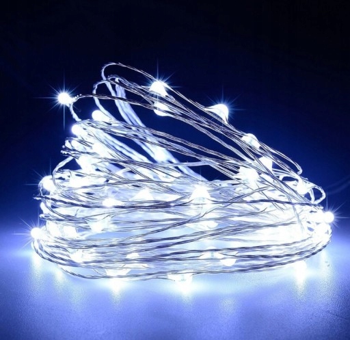 LED LAMPY, DRÔT NA BATÉRIU, 50 LED, BIELA FARBA