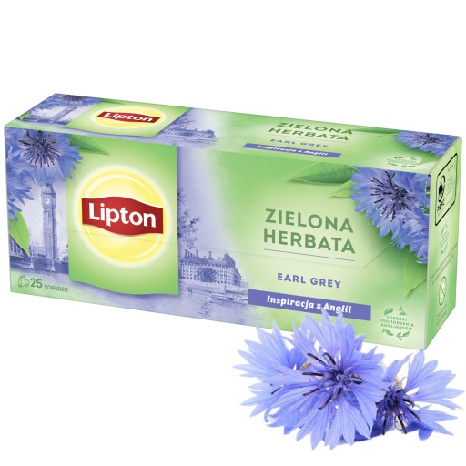LIPTON zelený čaj EARL GREY 25 VRECOV