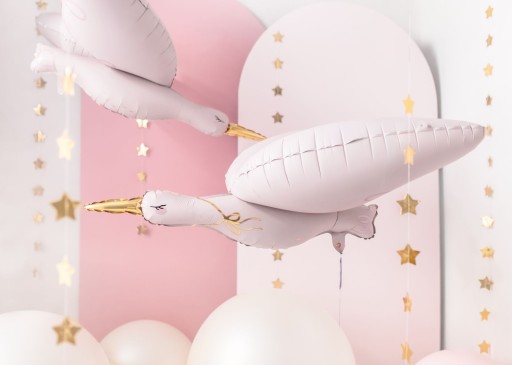 STORK fóliová balónová dekorácia pre GENDER REVEAL Baby Shower 100 cm