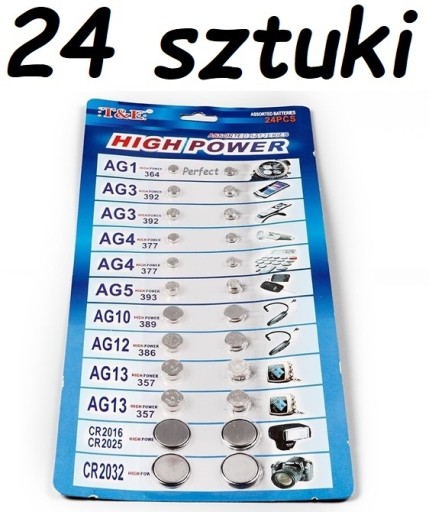 SADA GomBÍKOVÝCH BATÉRIÍ 24 KS AG1 - AG13, CR2034