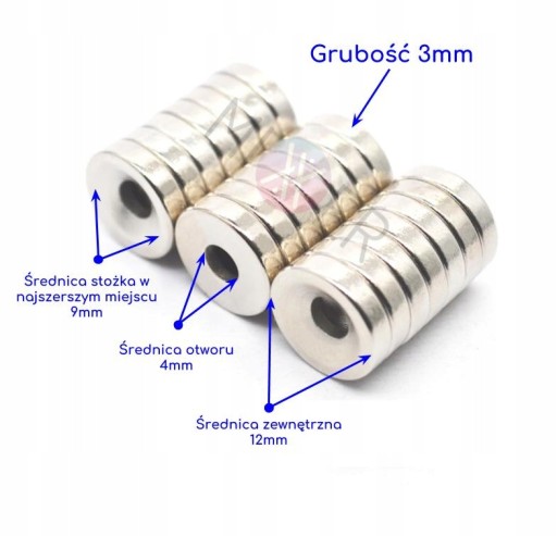 Neodymový magnet 12x3 krúžok s otvorom 5ks