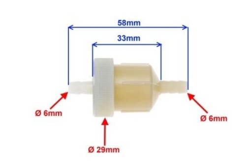 PALIVOVÝ FILTER 6 mm ČERPADLO NA ŠTVORKOĽKOVOU MOTOCYKLU ATV