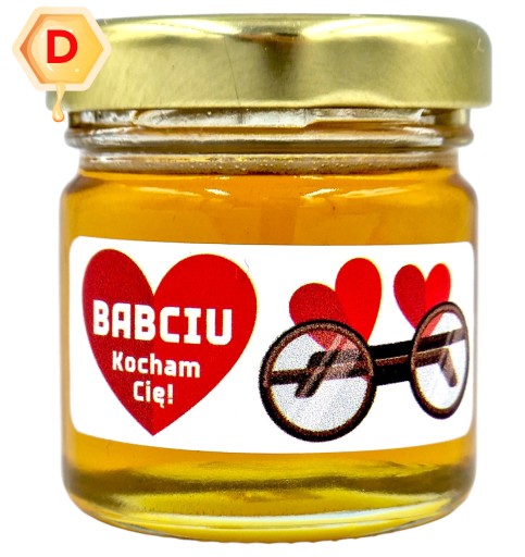 MEDOVÝ mini med BABIČKOVÝ DEŇ v tégliku 40g s nálepkou BABIČKA MILUJEM ŤA