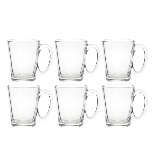Sada 6 ks sklenených hrnčekov, poháre na kávu Altom Design Leon s uškom, 300 ml