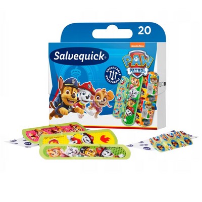 Obväzové náplasti pre deti s vodeodolnou obväzovou Paw Patrol 20 ks.