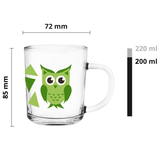 Sklenené hrnčeky Glasmark poháre Tola 200ml Mix Owls 3 ks