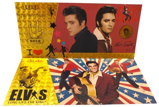 ELVIS PRESLEY Jedinečná pozlátená zberateľská bankovka