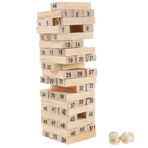 DREVENÁ HRA SPOLOČENSKÁ HRA WOBKING TOWER 54 prvkov náučných
