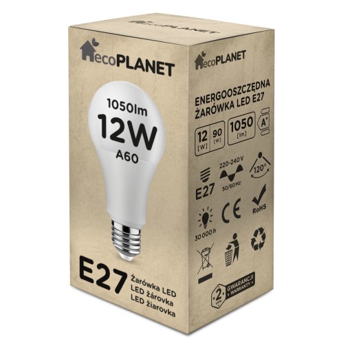 E27 A60 LED žiarovka 12W = 70W 1050lm NEUTRAL 4000K