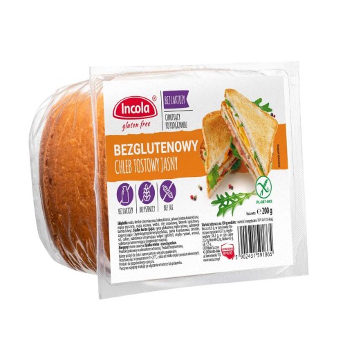 Bezlepkový toastový chlieb Incola svetlý 200g