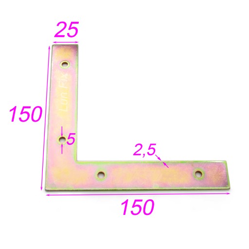 Rohová spojka 150x150x25x2,5 NA1 1 ks.