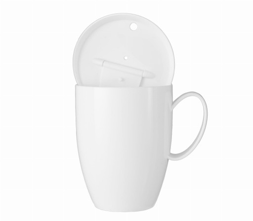 GASTRO hrnček S viečkom, OPÄTOVNE POUŽITEĽNÝ, 450ML, BIELY