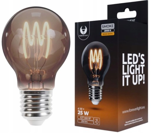 LED žiarovka E27 Filament DECORATIVE 4W teplý dym