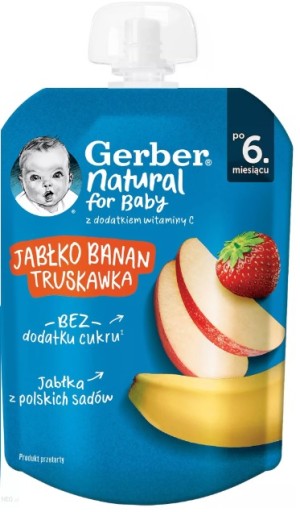 Gerber Mousse Dezert Jablko Banán Jahoda po 6 mesiacoch 80 g