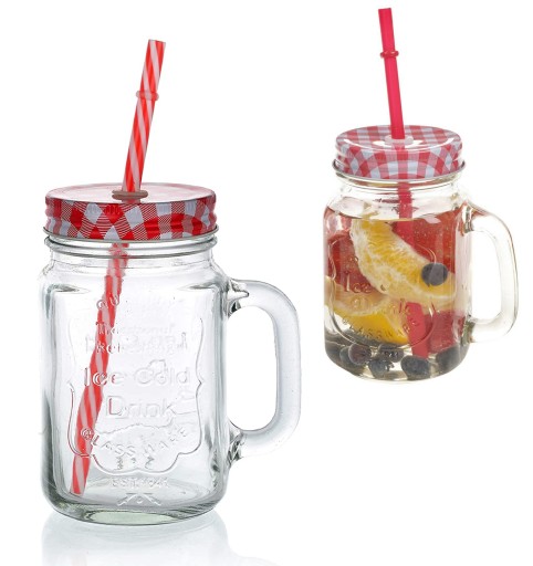 JAR hrnček so slamkou 450ml sklenené nápoje nápoje