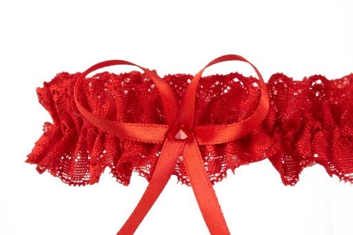 ČERVENÝ PODväzok, čipka s krištáľom SWAROVSKI