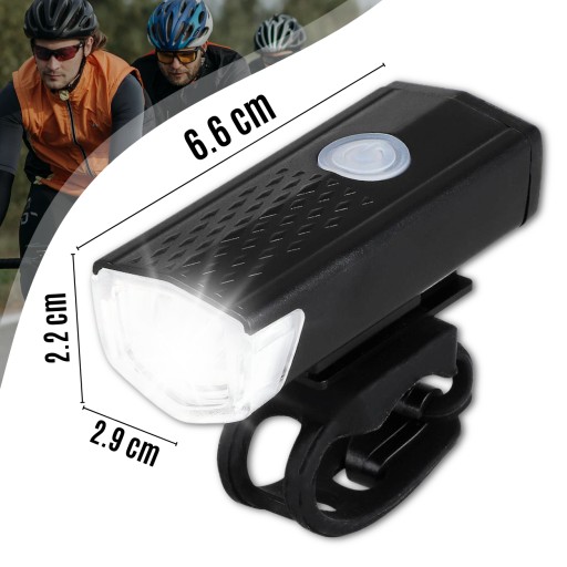 LED CYKLISTICKÁ LAMPA NA BICYKEL, NA RIADTIKÁ, VÝKONNÁ, NABÍJACIA, USB + ZADNÁ