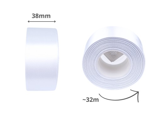 STUHA BIELA SATÉNOVÁ, ŠIROKÁ, 38mm, 32m