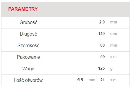 Perforovaný plech, plochý konektor ATEST 60x140
