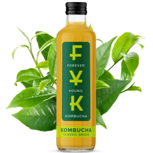 Kombucha Klasický zelený čaj 0,25L Forever Young FYK nápoj 250ml ZELENÝ