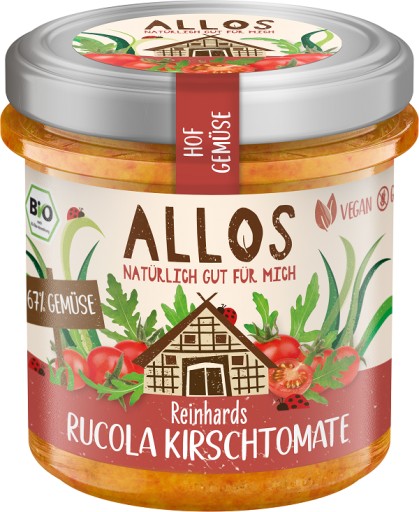 RASTLINNÁ PASTA S VIŠŇOVÝMI paradajkami a arukolou, BEZLEPKOVÁ, BIO 135 g - ALLOS