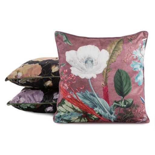 Zamatová obliečka na vankúšik s motívom kvetov 45x45 cm - Premium zamat na zips