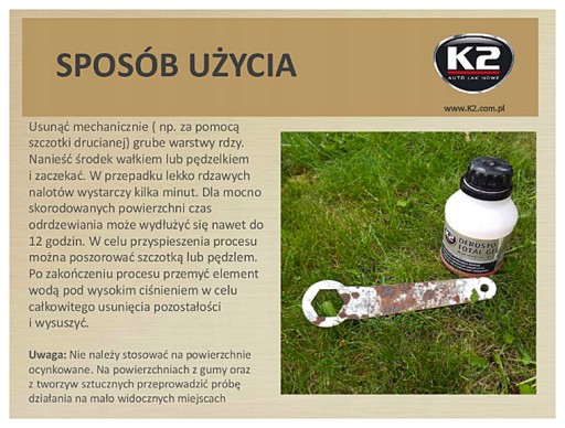 Z0B64 K2 DERUSTO TOTAL GEL GEL na odstránenie hrdze 250 ML FV L375
