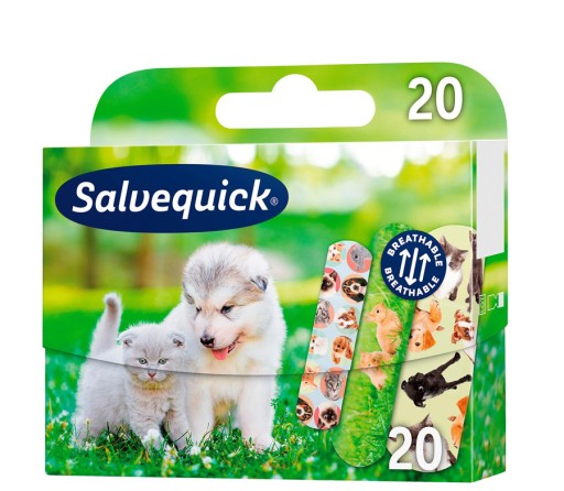 SALVEQUICK ANMALS NÁPLATY PRE DETI VODEODOLNÉ ZVIERATKÁ 20 KS