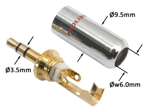 3,5 mm 3P TRS stereo HQ PROLINK JACK konektor