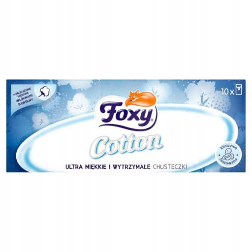 Neparfumované vreckovky Foxy Cotton, 4 vrstvy, 9 ks x 10 bal