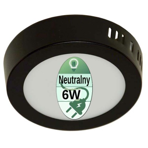 LED panelové svietidlo, prisadené stropné svietidlo, 6W, okrúhle, čierne