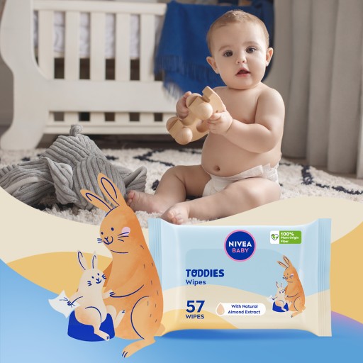 NIVEA BABY TODDIES Vlhčené obrúsky pre deti - jemné 57 ks.